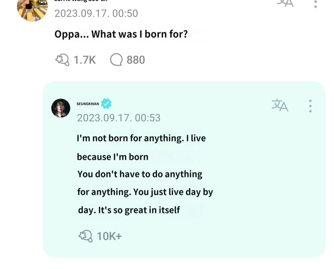 yanniee_n's tweet photo. A daily reminder from Seungkwan 🤗

If you ever feel like you haven't found your purpose, please know that just living day by day is amazing in itself. 🤍 https://t.co/UhIuGSQc6P