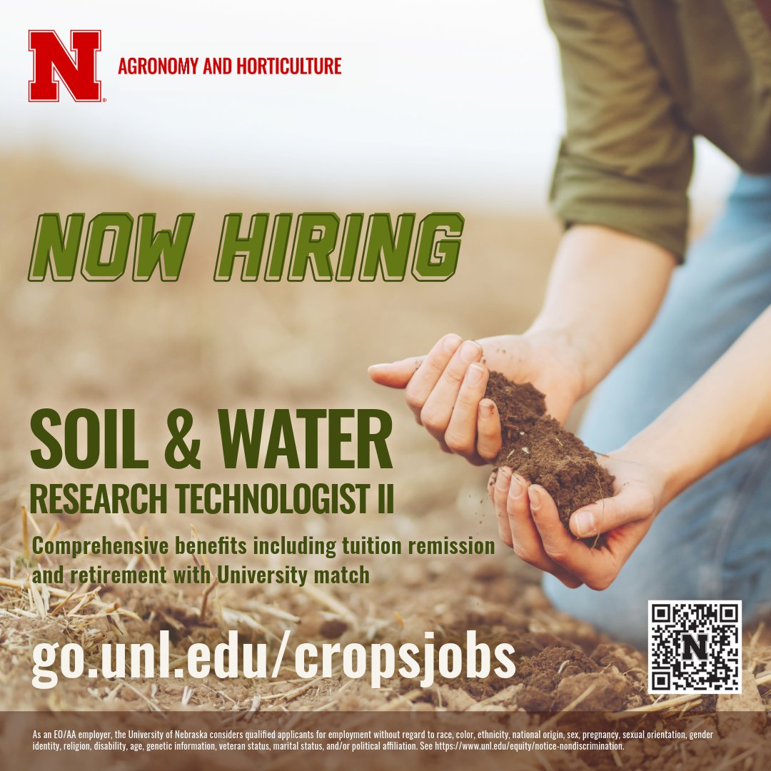 Aaron Lee M Daigh (@m_daigh) on Twitter photo I am hiring!
My research lab is looking for a Soil & Water Research Technologists II to manage and support our research on Vadose Zone Science for Water Quality.
Apply here: employment.unl.edu/postings/91535
<a href="/unlagrohort/">Nebraska Agronomy and Horticulture</a> <a href="/UNL_BSE/">Nebraska Biological Systems Engineering</a> <a href="/UNL_IANR/">Institute of Agriculture and Natural Resources</a> <a href="/UNMC_WCHP/">UNMC Water, Climate & Health Program</a> <a href="/waterforfood/">Daugherty Water for Food Global Institute</a> <a href="/NebrWaterCenter/">Nebr. Water Center</a> I am hiring!
My research lab is looking for a Soil & Water Research Technologists II to manage and support our research on Vadose Zone Science for Water Quality.
Apply here: employment.unl.edu/postings/91535
<a href="/unlagrohort/">Nebraska Agronomy and Horticulture</a> <a href="/UNL_BSE/">Nebraska Biological Systems Engineering</a> <a href="/UNL_IANR/">Institute of Agriculture and Natural Resources</a> <a href="/UNMC_WCHP/">UNMC Water, Climate & Health Program</a> <a href="/waterforfood/">Daugherty Water for Food Global Institute</a> <a href="/NebrWaterCenter/">Nebr. Water Center</a>