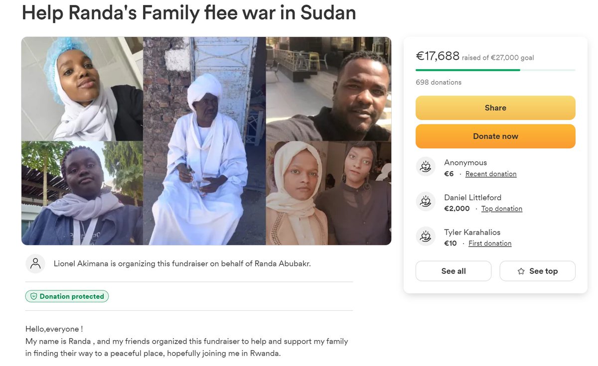 RANDA'S FAMILY NEEDS TO RAISE 9400 USD BEFORE JUNE 12TH (visa runs out) TO EVACUATE TO RWANDA rwanda is requiring more funds from sudanese immigrants fleeing violence, help this family reach safety‼️ 🇸🇩 #KeepEyesOnSudan LINK➡️ gofund.me/a6b49d85 ⬅️