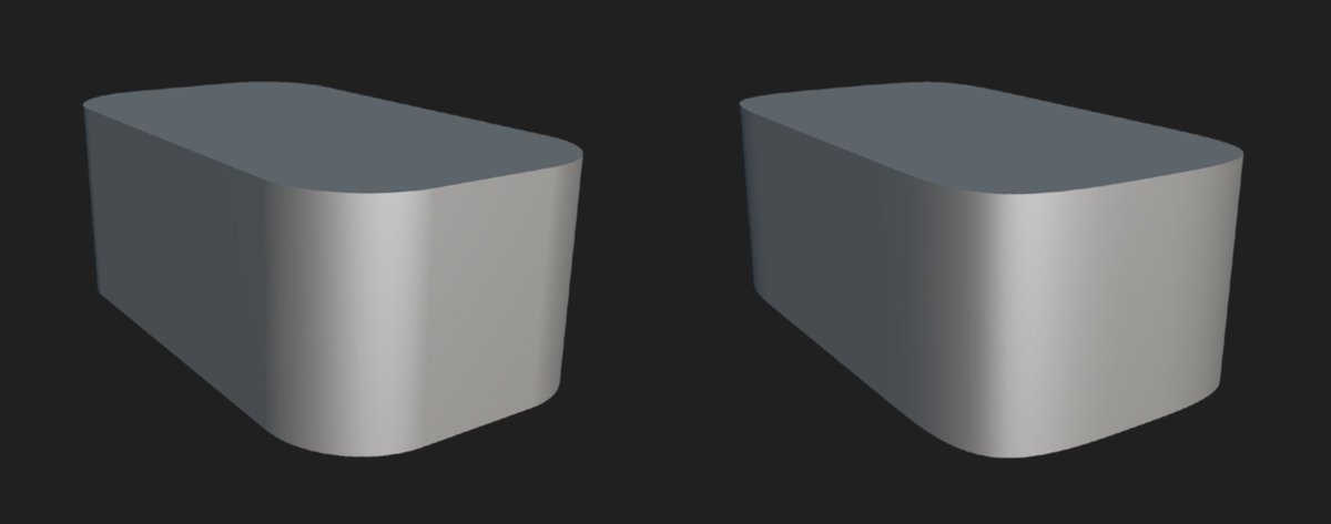 New article : proposing a few SDFs for smoothly curved  and shaded boxes (right), which look prettier than traditional rounded boxes (left)!

iquilezles.org/articles/round…
