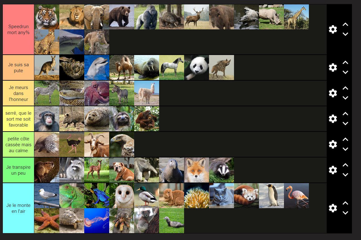 AtowRL's tweet photo. Tierlist de moi et @Vatira5 vs animal en 1v1 dites moi c'que vous en pensez https://t.co/e7ETwrlVwr