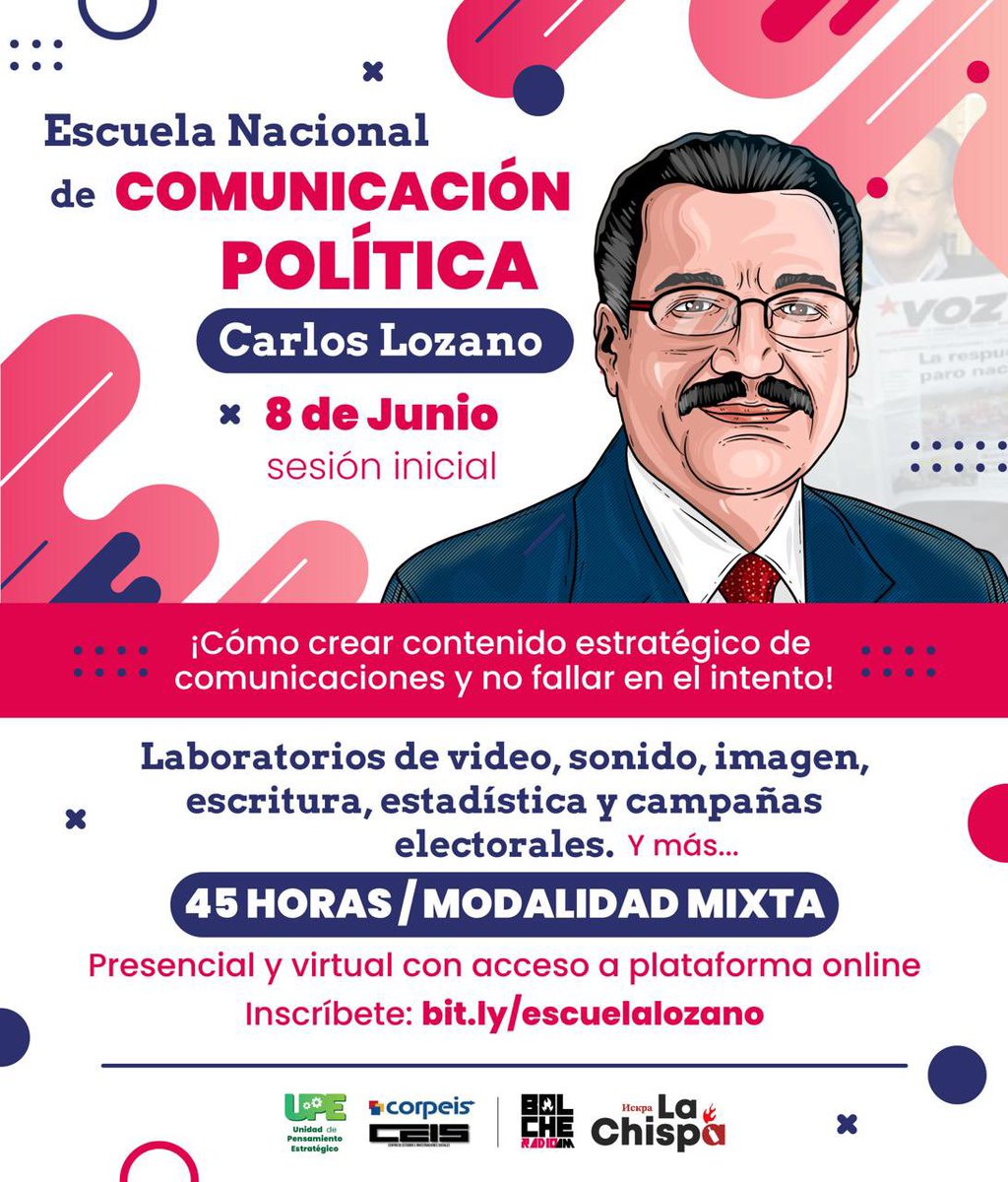 UP_Colombia's tweet photo. Hoy, a seis años sin el caballero de la paz, les invitamos a la Escuela de comunicación política Carlos Lozano Guillén. 

Su legado es inmortal en la lucha por las causas justas de Colombia y el periodismo honesto, revolucionario, transformador y veraz. 👇
https://t.co/HYUfnP4XwO https://t.co/fMNq3gUY3c