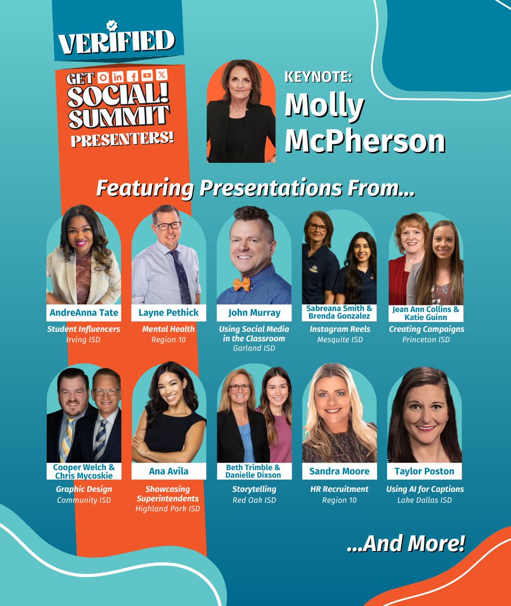 Region10ESC's tweet photo. Are you managing a school or school district's social media? Don't miss the Get Social! Summit! We have a STELLAR lineup of presenters who will be sharing all sorts of knowledge! Register today ➡️ https://t.co/znmgYodYo4 https://t.co/zf1QQgR4hn