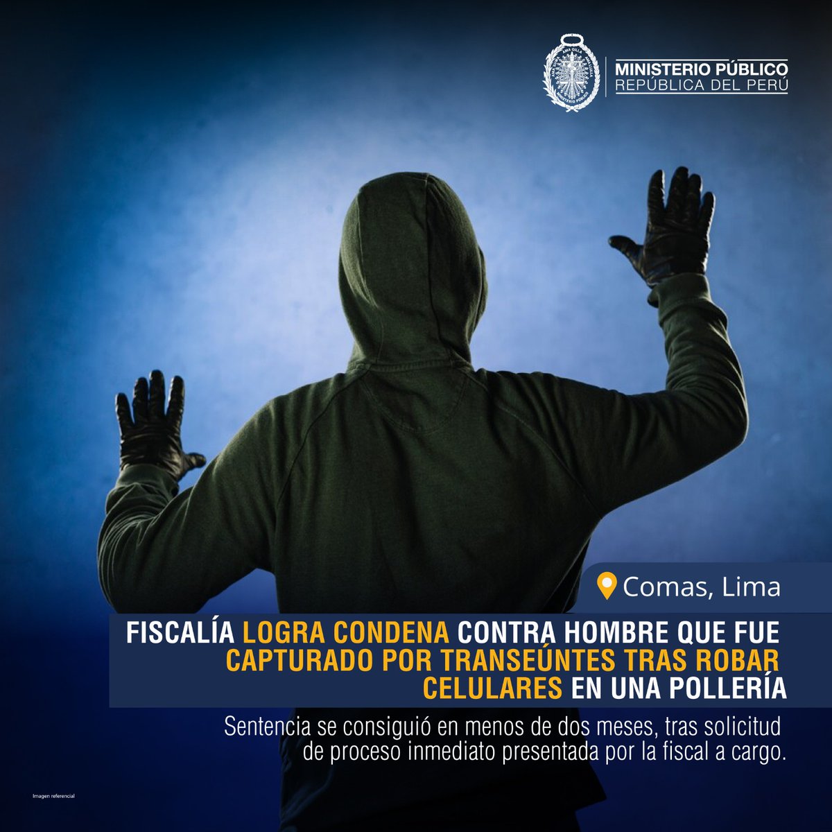 📢 Segunda Fiscalía Penal de Lima Norte (2.° Despacho) logró pena privativa de libertad de más de 11 años contra Víctor Torres Alzamora, quien robó celulares dentro de una pollería y luego fue capturado por transeúntes cuando intentaba huir. 👉🏼🗞️Más info: gob.pe/es/n/960164