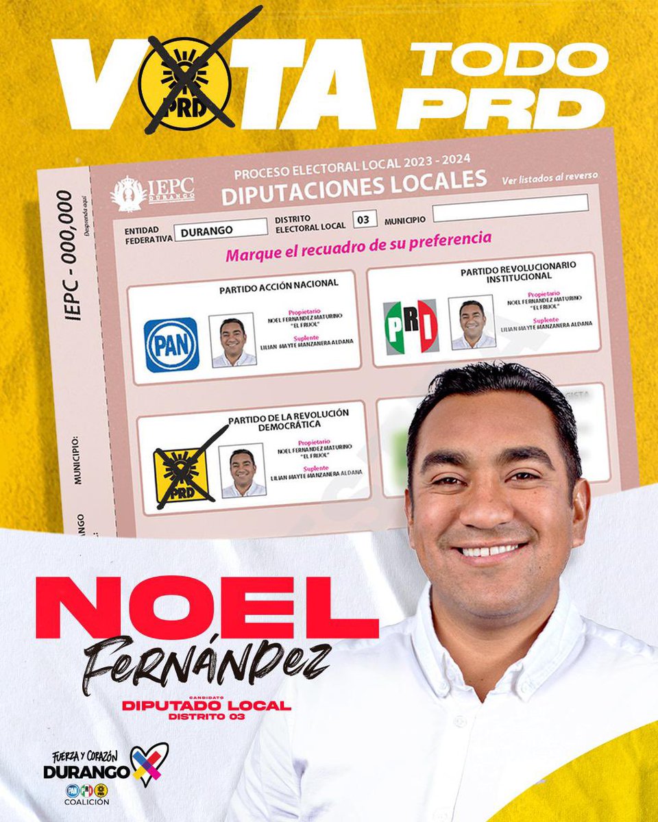 ArmandoYanezR's tweet photo. Yo con @MaturinoNoel porque #MiFuturoEsAquí en el Distrito 03 Cruza amarillo 🔴🔵🟡. #VotaFuerzaYCorazón #VotaPRD https://t.co/i8ROcpCNtz