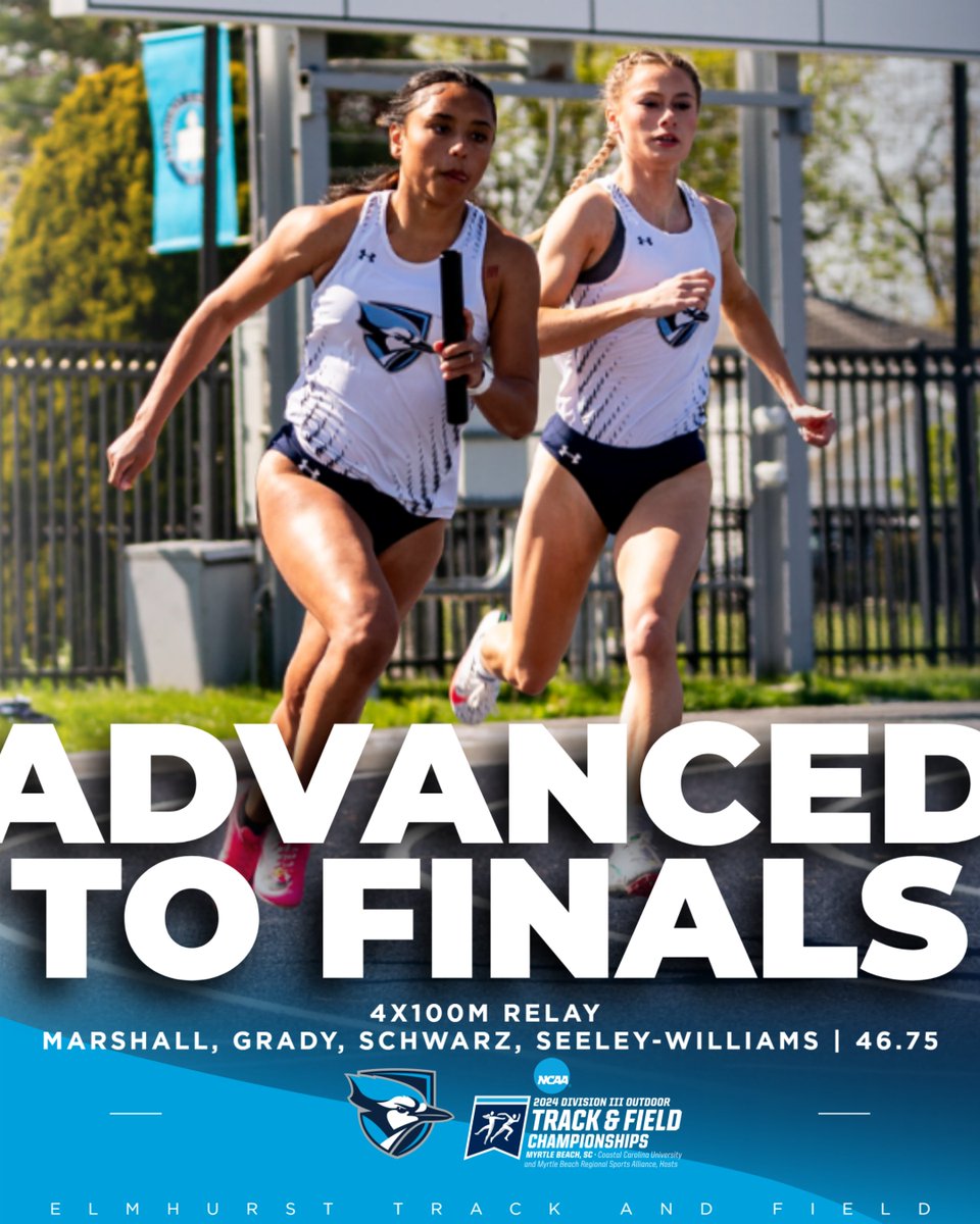 The 4x100m team of Lauren Marshall, Tiana Grady, Hannah Schwarz, and Aniya Seeley-Williams have advanced to Saturday's national final! The team ran a time of 46.75 to finish sixth in the prelims. #FlyJaysFly