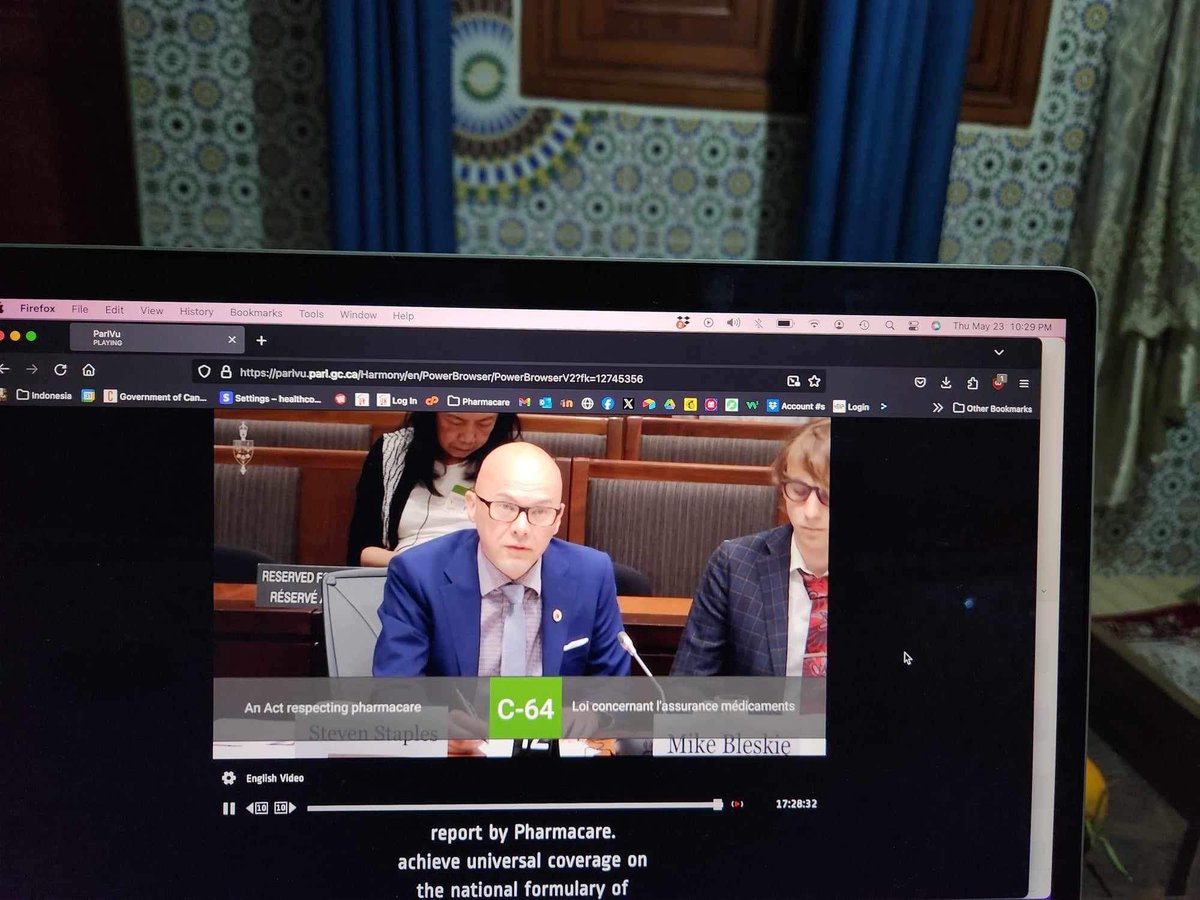 HealthCoalition's tweet photo. ⁦@StevenStaples⁩ and ⁦@mikebleskie⁩ at the Standing committee on health today on Parliament Hill speaking for universal single payer pharmacare. #HoC https://t.co/Lnw4tCMssc