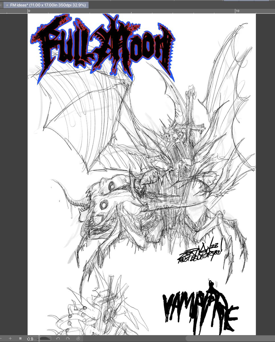 #WIP #BTS #characterdesign I recently claimed I usually design characters/monsters on the #comic page so they will compose cool, this is an example of of a design before I draw the story, the story will fit around this vampire ,under a log.#horror #zornowmustbedestroyed