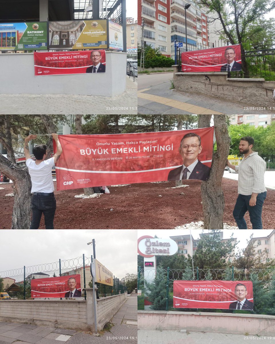 chpyenigenc's tweet photo. Bugün ilçemizin her noktasını, pazar günü Tandoğan Meydanında gerçekleştireceğiniz Büyük Emekli Mitingimizin pankartlarıyla donattık. Tüm emeklileri ve emekli adaylarını bekliyoruz.

26.05.2024 Pazar - Saat 14:00 - Tandoğan Meydanı https://t.co/xhj7FwEgKi