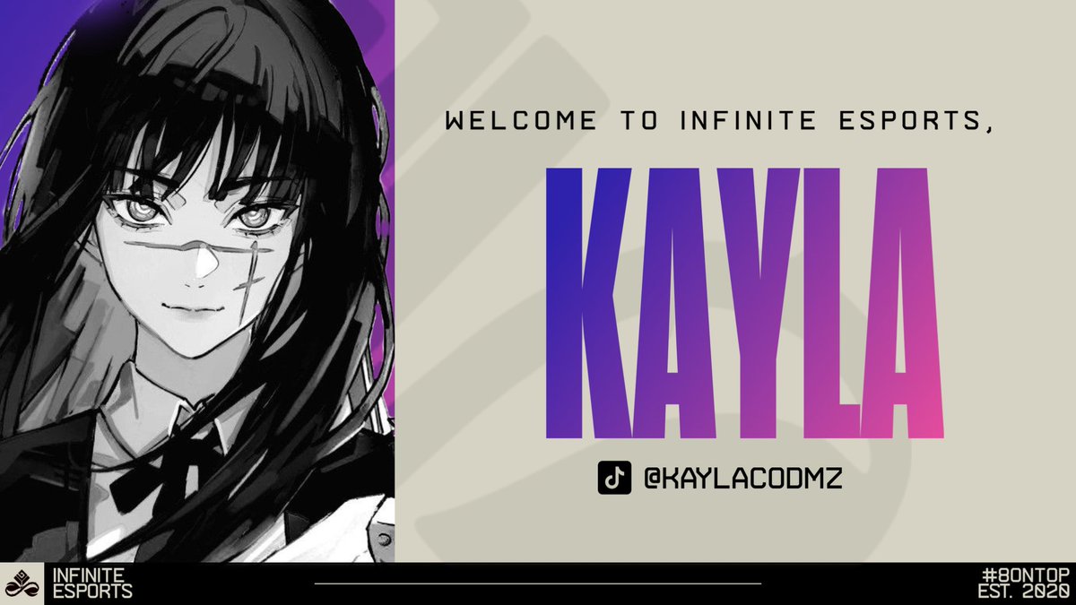 InfiniteINTL_'s tweet photo. Infinite Esports Welcomes Our New Member Kayla!
https://t.co/RPug614zgj
#codm #8ontop #callofdutymobile #codmtwitter https://t.co/Vg5Uc8jLv2