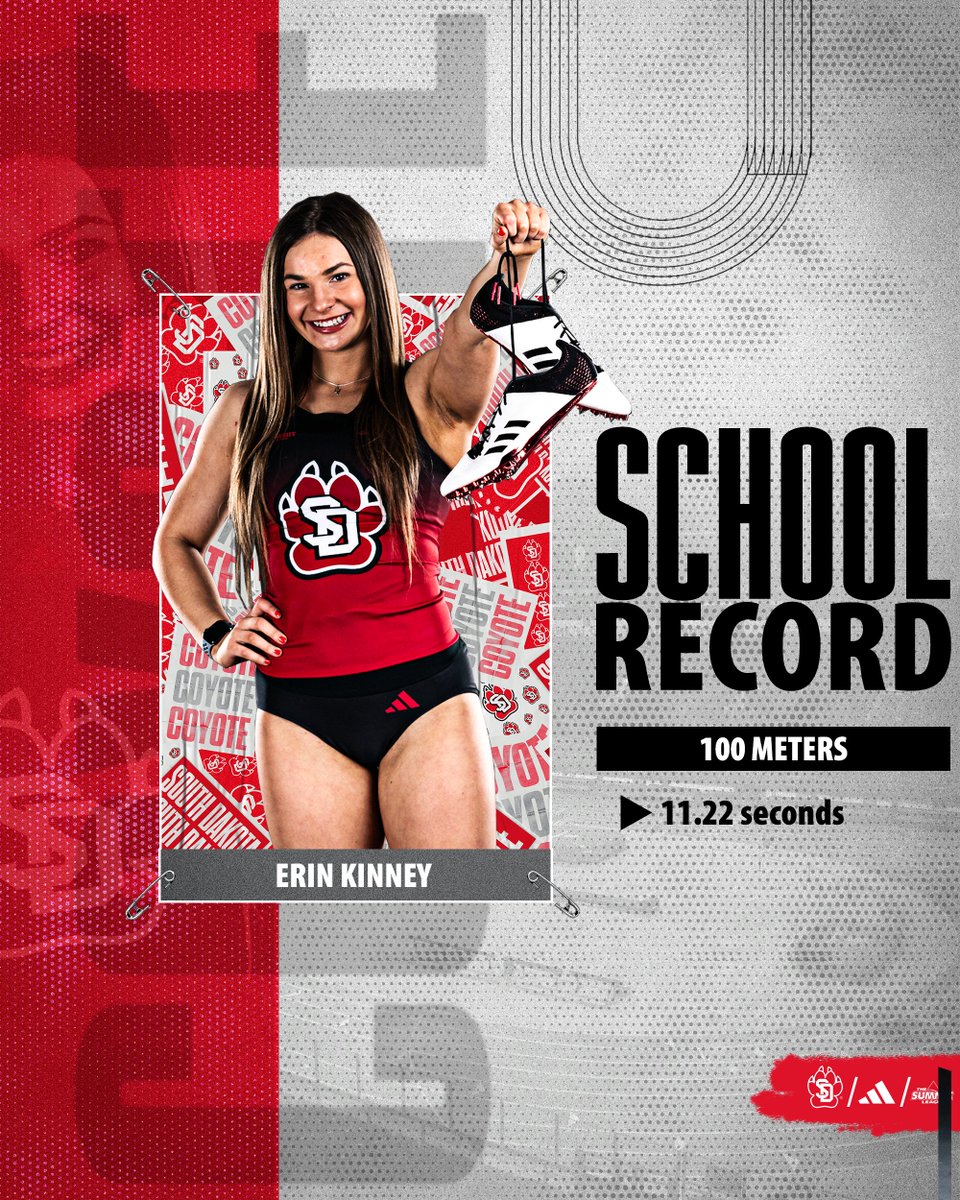 SDCoyotesXCTF's tweet photo. MIC DROP 🎤

Kinney has also broken her own school record in the outdoor 100 meters with a clocking of 11.22 seconds!

#GoYotes x #WeAreSouthDakota 🐾 https://t.co/He5ECLt0Xm