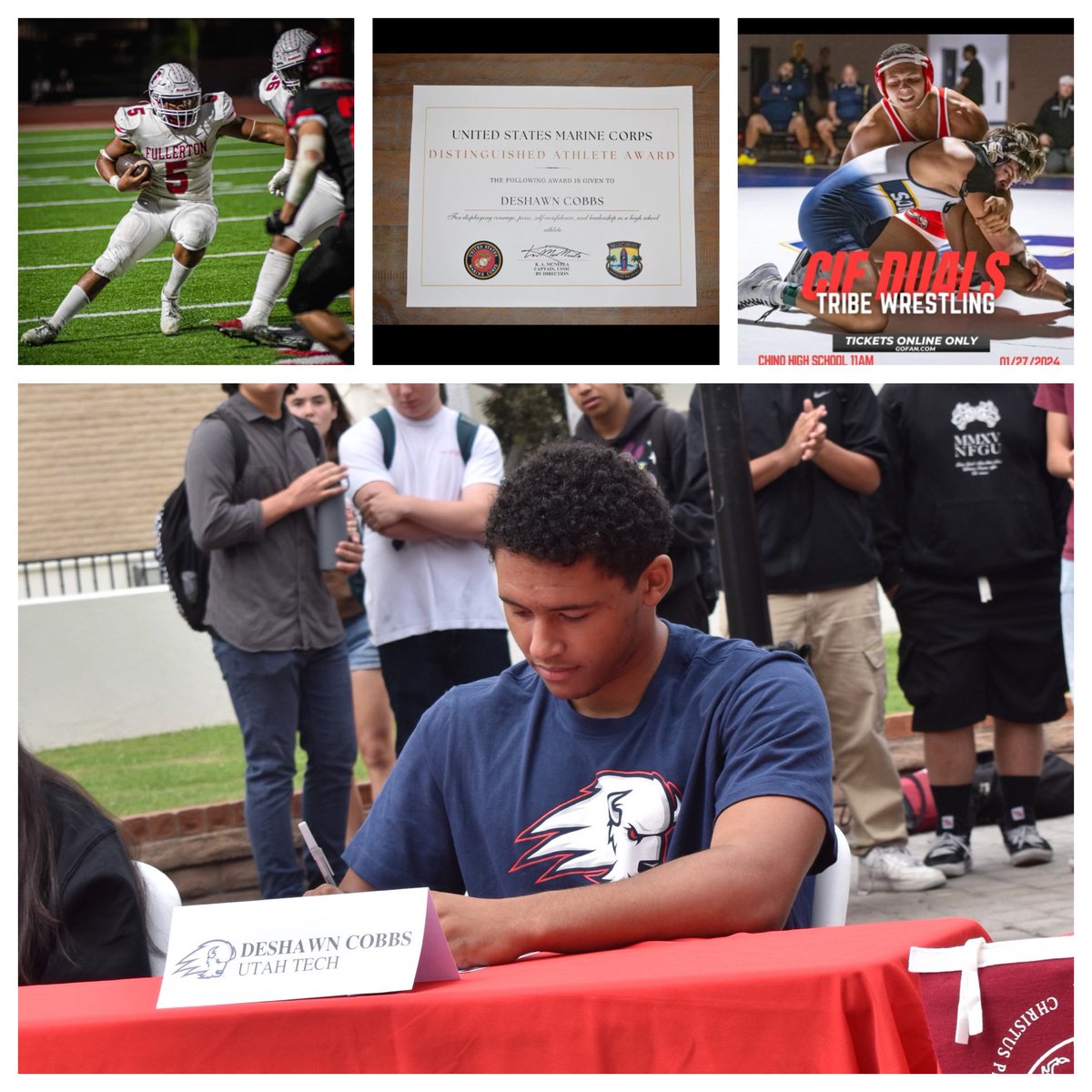 I would like to thank all my youth coaches for teaching me, I thank my high school coaches at Fullerton Union High School for the opportunities, I thank ll the college coaches that were willing to to talk a chance on me, and thank my friends, family, and teammates that supported
