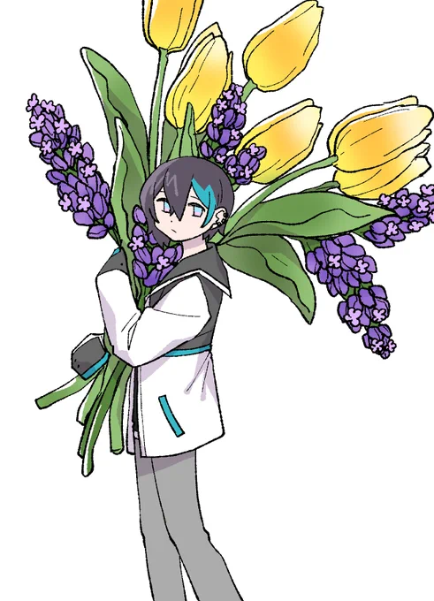 花束#きょうのまゆずみ  #灰画 