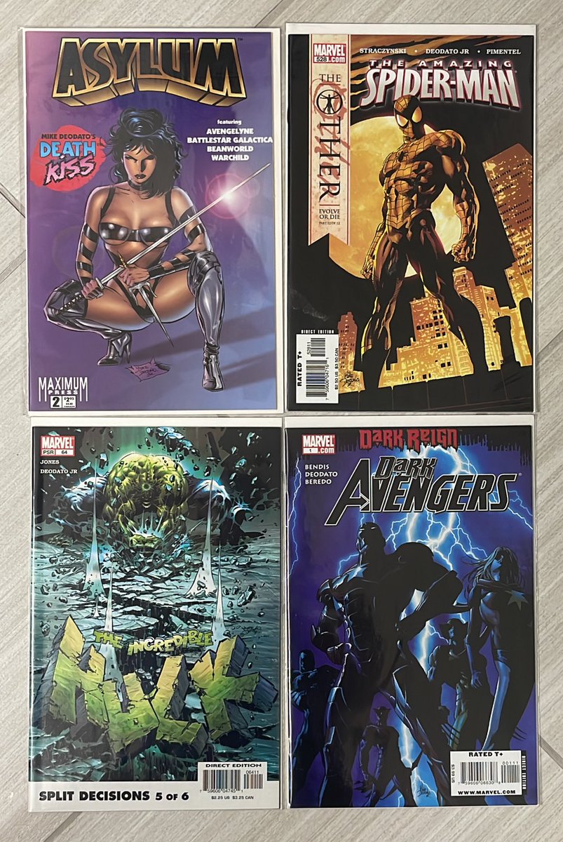 In honor of his birthday today… Four comics from my collection with cover art by Mike Deodato… #4comics @mikedeodato