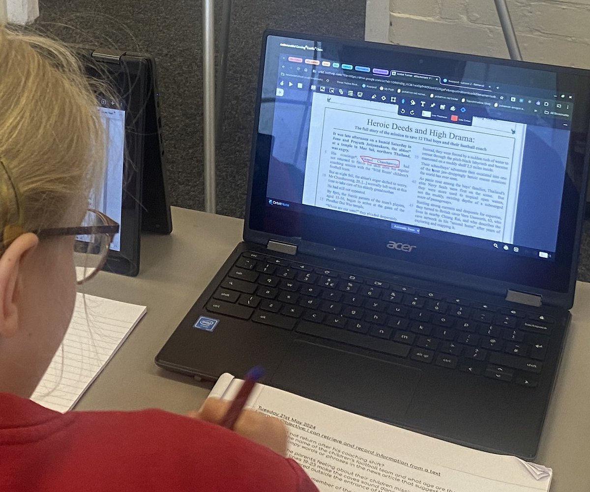 AcademyDanielle's tweet image. #Fascinating Multiple ways pupils chose to engage with the same text during a literacy lesson using #OrbitNote. Loved the blended approaches; technology to accelerate vocab acquisition, thinking &amp;amp; peer discussion, then written format to complete their ideas. A joy to visit! 👏