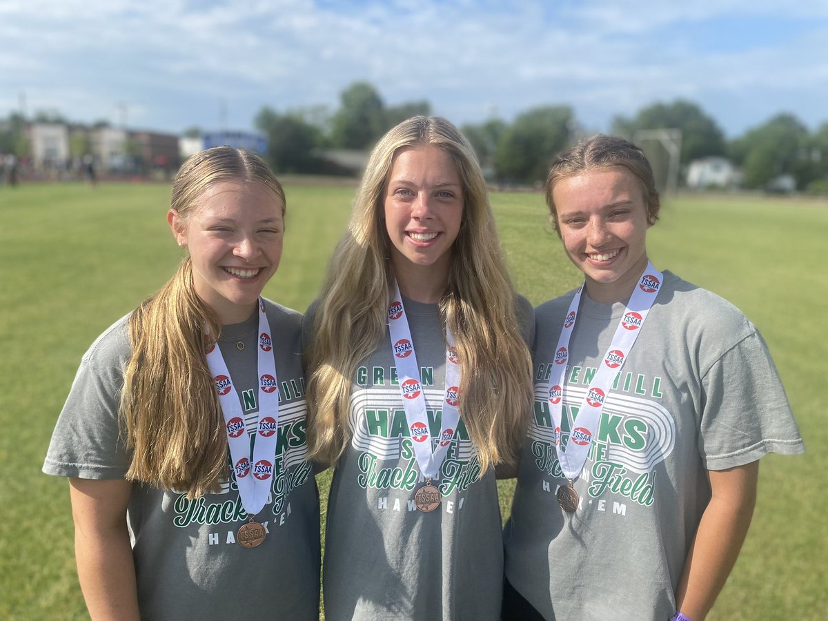 All three make the podium as Sydney Stafford (8th), Avery Johnson (6th), and Ella Cleveland (3rd) represent TheHill in a big way!!!  #HawkEm