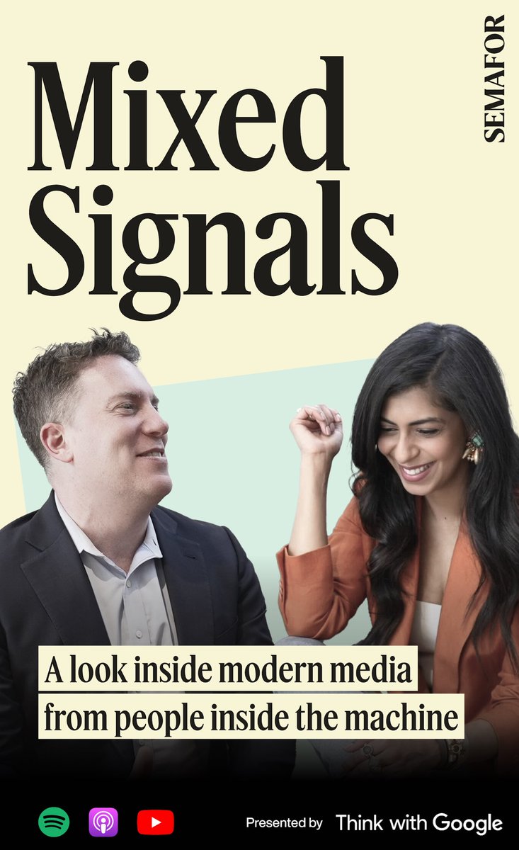 New Pod🚨 Thrilled to share @semaforben & I have faces for audio. We’re co-hosting Mixed Signals from @semafor. Obvi @maxwelltani will be on regularly with hair that is for YouTube … Listen: podcasts.apple.com/us/podcast/mix… cc our fab producers @alli_rodgers @ahaburchak