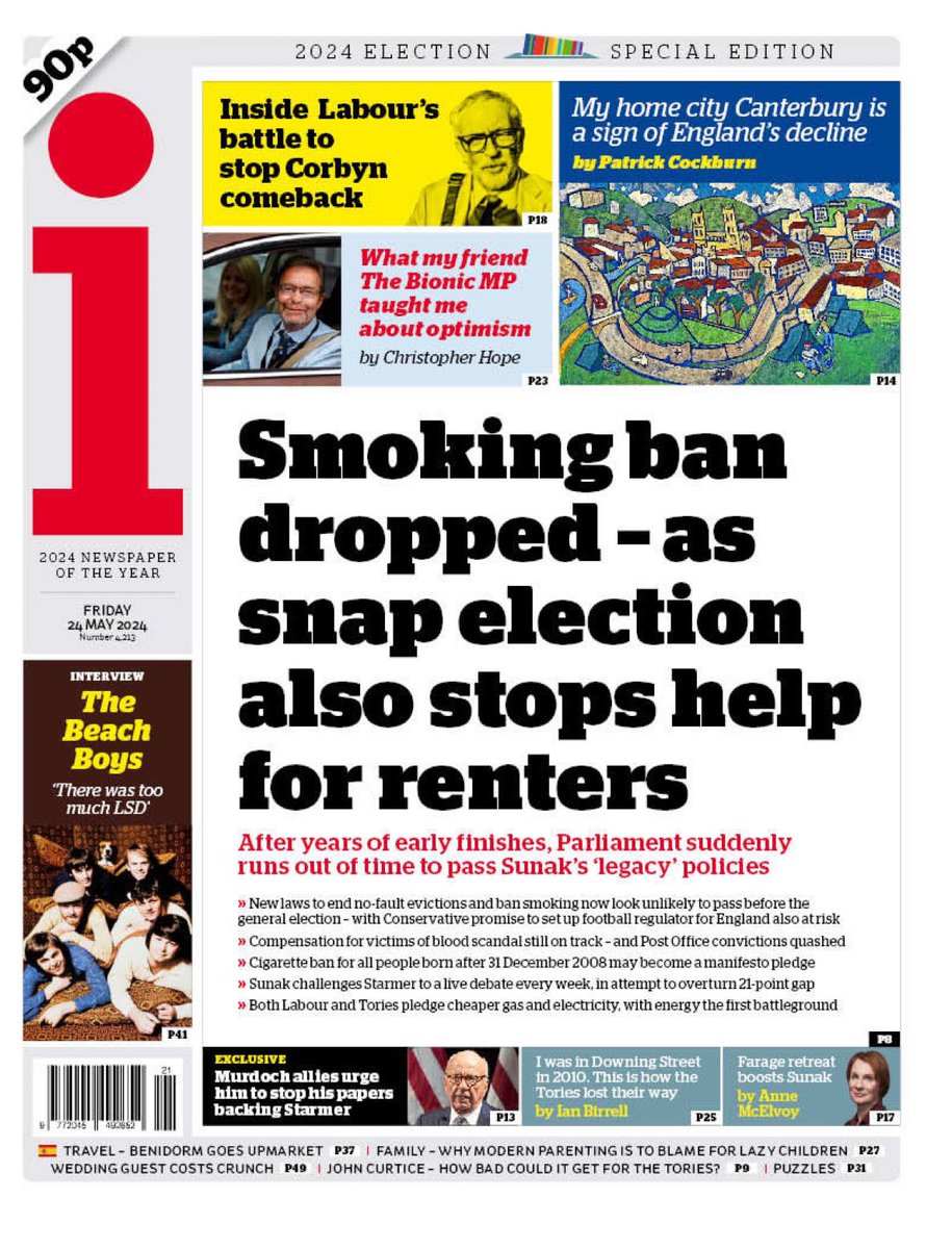 Introducing #TomorrowsPapersToday from: #i Smoking ban and renters reform bill dropped Check out tscnewschannel.com/the-press-room… for more newspapers. #buyanewspaper #buyapaper #pressfreedom #journalism