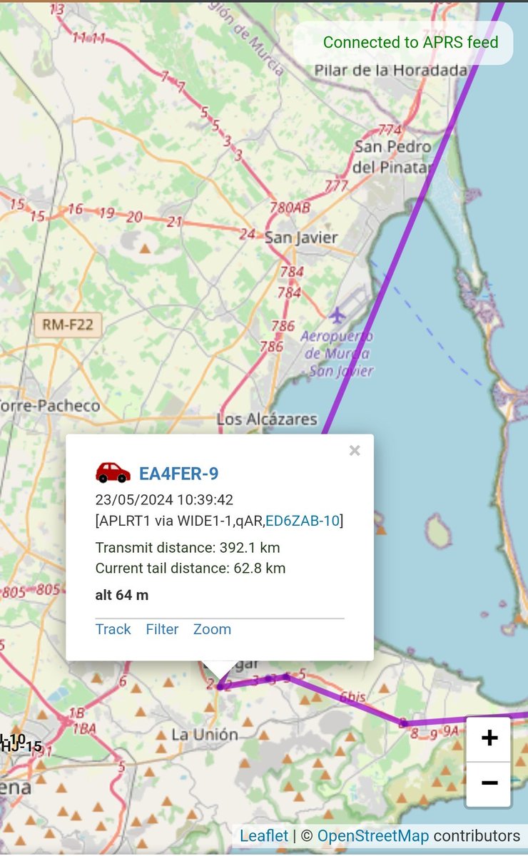 ea4fer's tweet photo. Casi 400km en LoRa APRS. Murcia - Mallorca.

#lora
#loraaprs
#loratracker
#loraigate
#aprs https://t.co/pEXpBStsoY