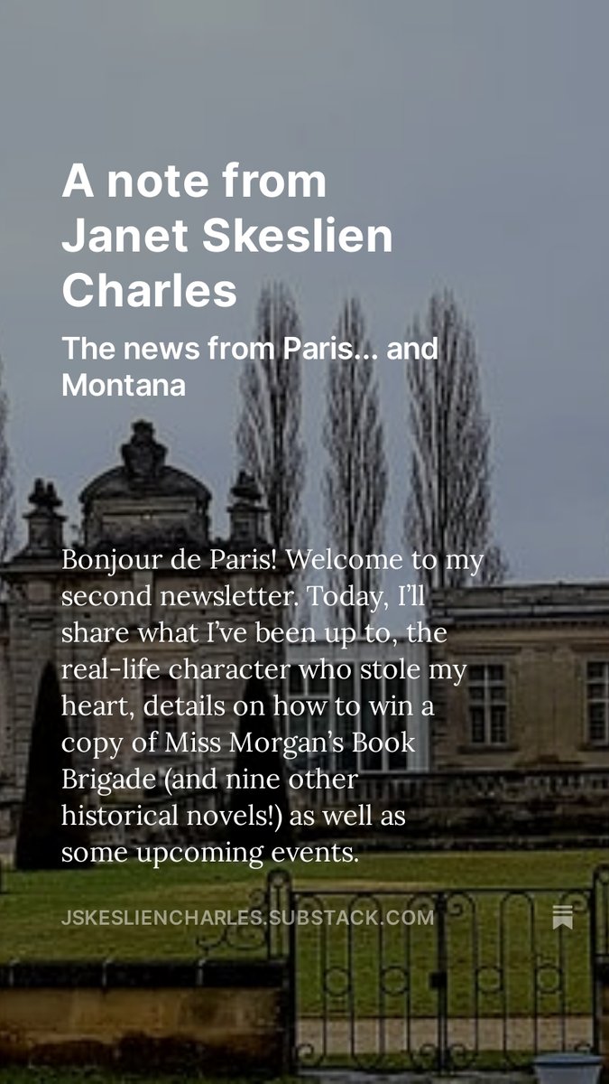 I'm excited to share this newsletter and hope you'll check it out. The château in the photo is the setting of my WWI novel. Now it's the Franco-American Museum. jskesliencharles.substack.com/p/a-note-from-…