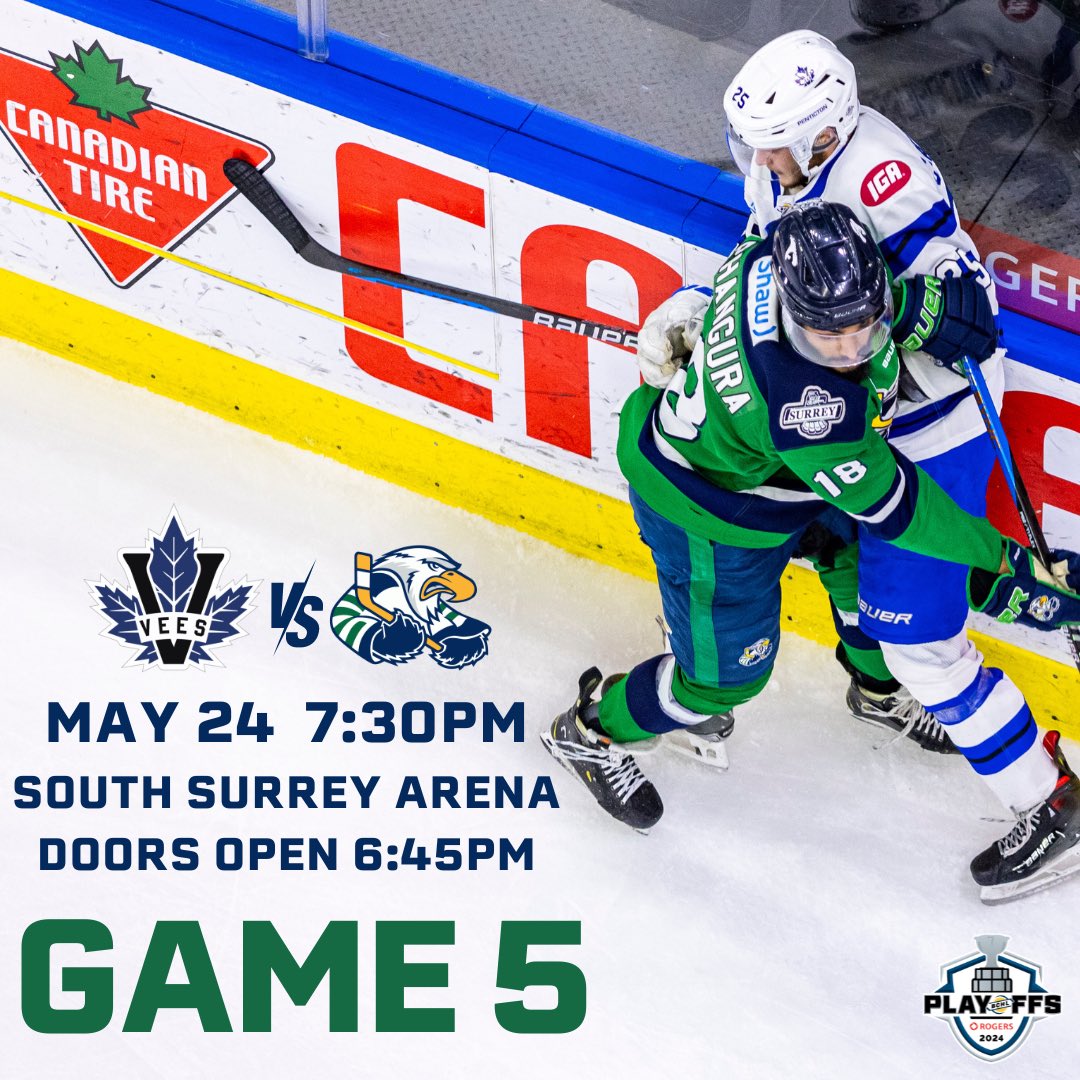 One of the biggest games of the year goes down tomorrow night! We need you loud & proud Eagles fans! Get your tickets today! 🎟️ tickets.surreyeagles.ca 🎟️ 📸 @tmorrisonmedia #NowWeGo | #Surrey | #BCHL