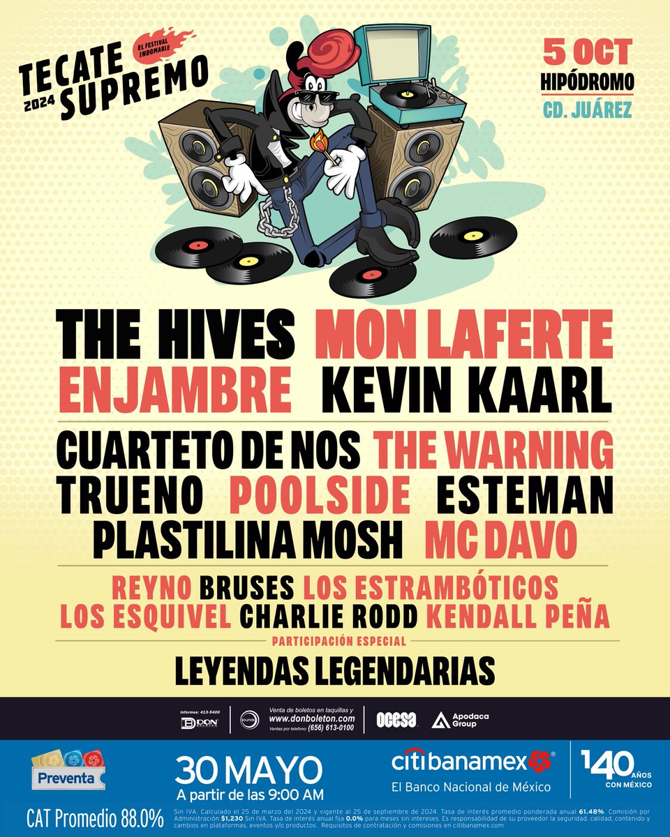 tecatesupremo's tweet photo. Estamos de vuelta, #TecateSupremo 2024 🧲

🎠 Hipodromo, Cd Juárez | 5 Octubre

💳 #PreventaCitibanamex 30 de mayo
🎫 Venta libre a partir del 31 de Mayo
🐎 Boletos en Don Boletón https://t.co/hb2gmMSLU1