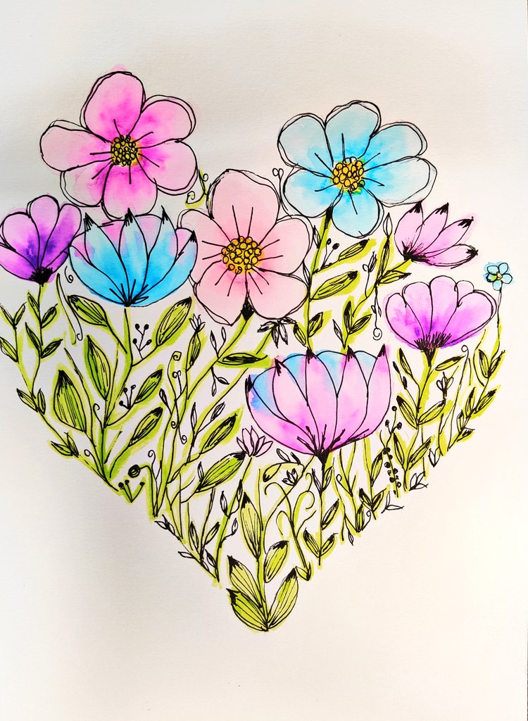 Pretty! #art #artist #artwork #draw #drawing #liner #fineliner #pretty #artwork #watercolour #painting #floral #flowers