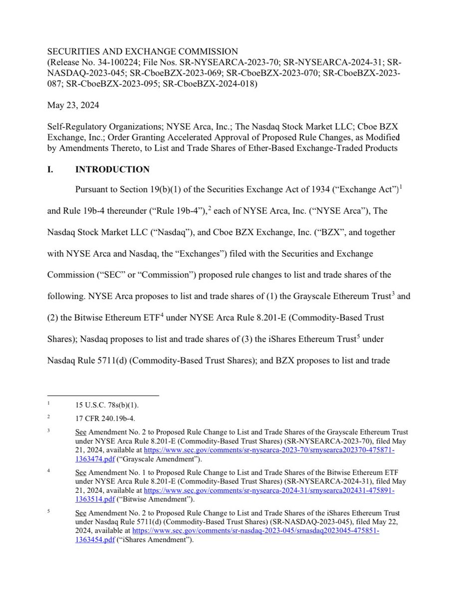 ErikaFederis's tweet photo. Yesterday FITA21, today spot ETH ETF approvals. What an absolutely mental week for crypto in the US rn 🙌🏾 https://t.co/2311YdhChq