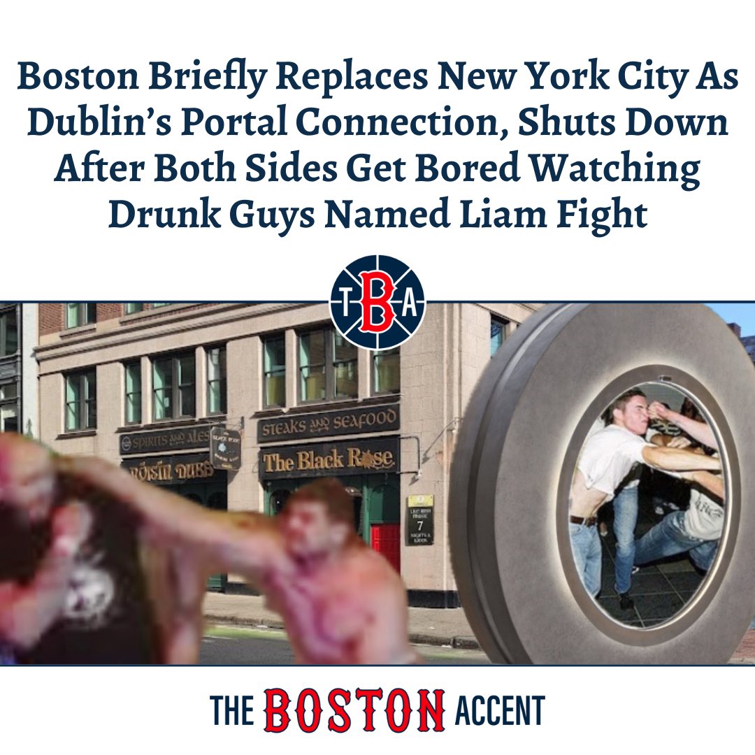 BahstonAccent's tweet photo. “We already got dudes in scally caps brawling here,” said a bored Boston portal viewer. “Plus I’m probably more Irish than anyone in Dublin.” https://t.co/nZhVudjfoO