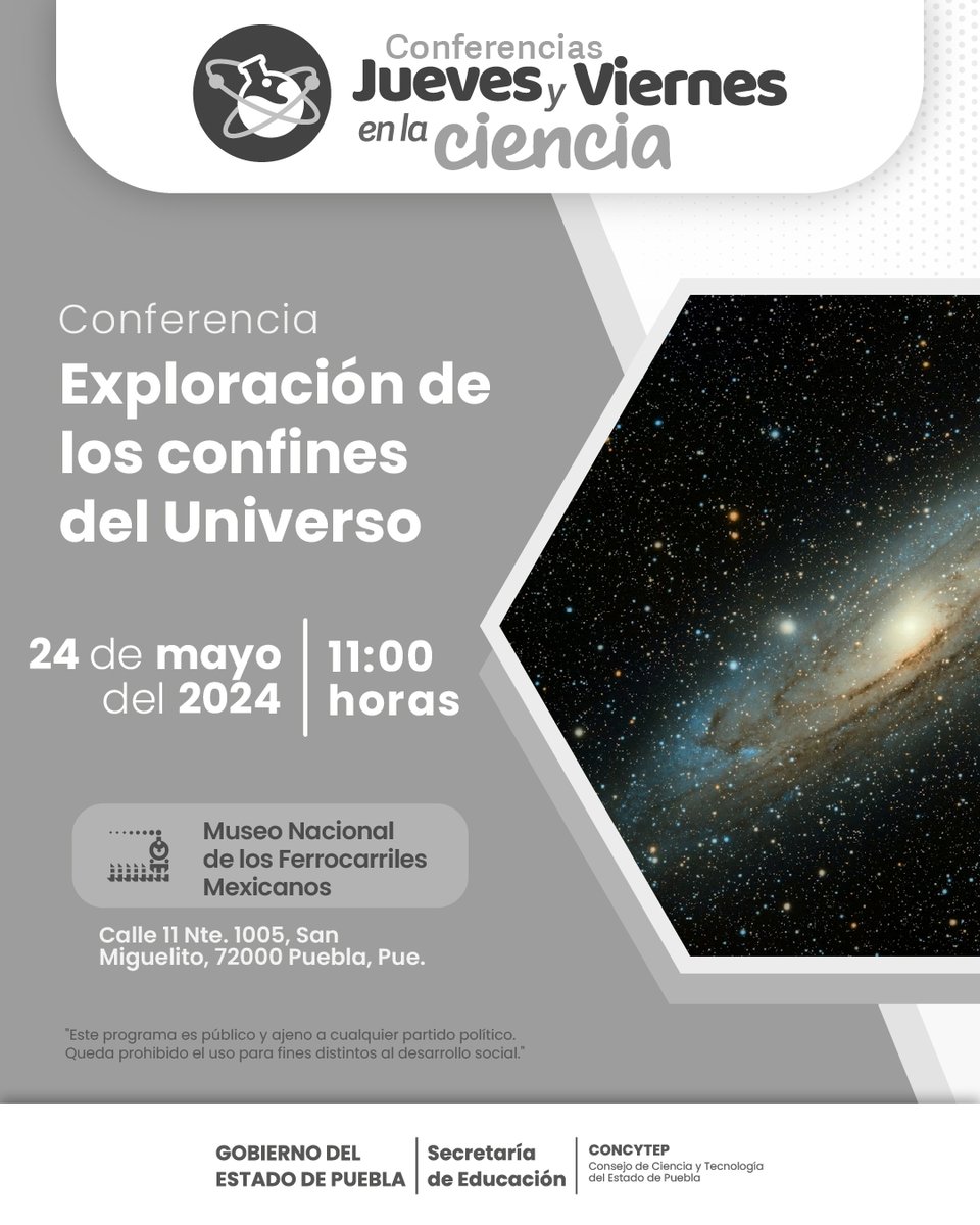 📣 Jueves y Viernes en la Ciencia | Conferencia: 'Exploración de los confines del Universo'. 📆 24/05/24 a las 11:00 h. 📍 maps.app.goo.gl/ErYEfPNpRj8VYA…