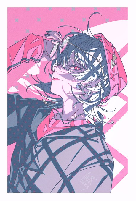 「looking at viewer pink background」 illustration images(Latest)