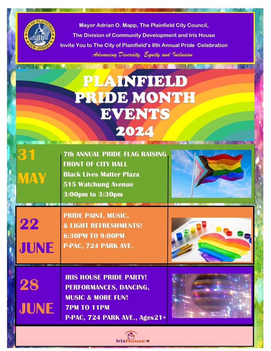🌈✨ Celebrate Pride Month with us starting May 31st! 🏳️‍🌈 Flag raising, music, food trucks, and fun await! 🎶🍔 Mark your calendars for June 22nd for Pride Paint & Mocktails and June 28th for our epic Iris House Pride Party! 💃🎉
#PrideMonth #CelebrateLove 🌈✨