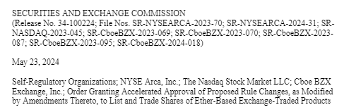 The SEC has just given the green light to spot #Ethereum ETFs. What a turn of events. It's really happening. #Crypto #EthereumETF #CryptoNews #Blockchain #Finance #Investing