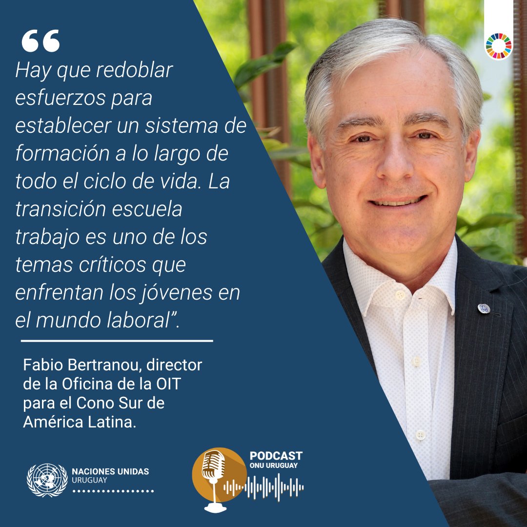 🎙️¿Cuáles son los principales desafíos y oportunidades para el #TrabajoDecente en #Uruguay? Fabio Bertranou, director de @OITconosur, participa en el nuevo episodio del #Podcast: 'La ONU en Uruguay'. 🎧Escúchalo este sábado por @RadioUruguayUy a las 14:00 hs