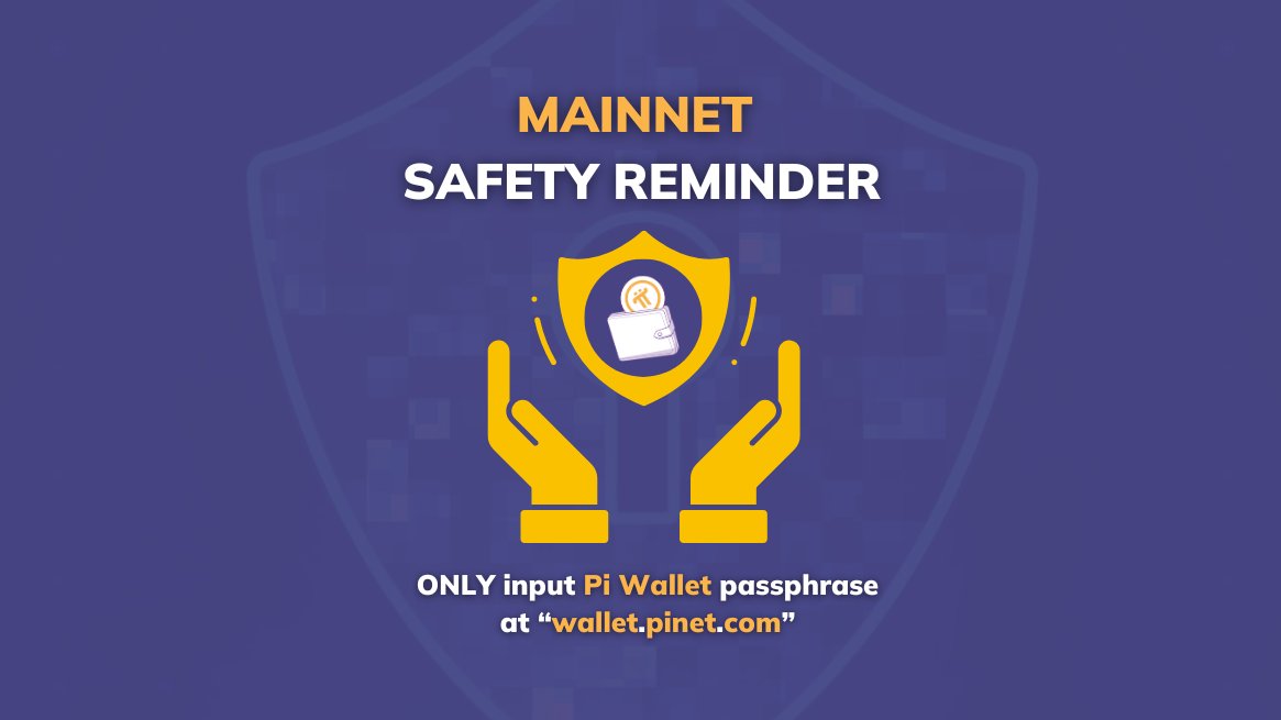 As more Pioneers migrate to the Mainnet, please be reminded of the safety of your non-custodial Pi Wallet and Pi. Mistakes in sharing your wallet passphrase to bad actors or phishing sites may result in irreversible transactions due to the immutability of blockchain. Make sure