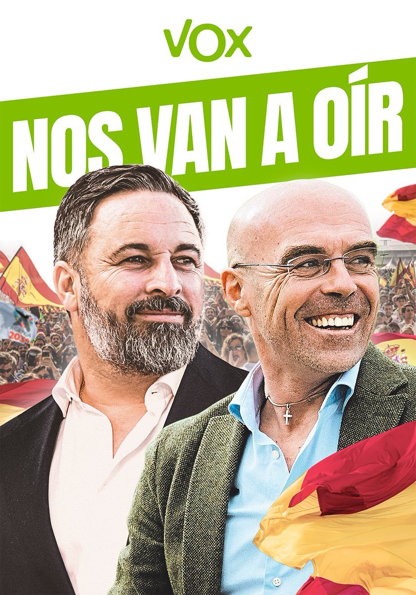VOX_Europa_'s tweet photo. Son las elecciones más importantes en 30 años. El futuro de España y de Europa nos lo jugamos ahora.

Este 9 de junio, en las elecciones europeas, ¡NOS VAN A OÍR!

¡VOTA VOX!

🇪🇸💪🏻 https://t.co/jcTQCihzuT