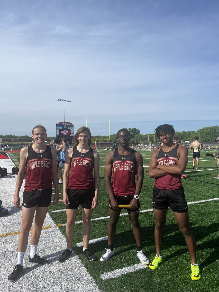 **All-Conference Honorable Mention**
Congrats to Dominic, Ajay, Brayden and Espoir on their 5th place finish in the 4x200 at the NWSC Championship Meet! <a href="/MGActivities/">Crimson Activities</a>