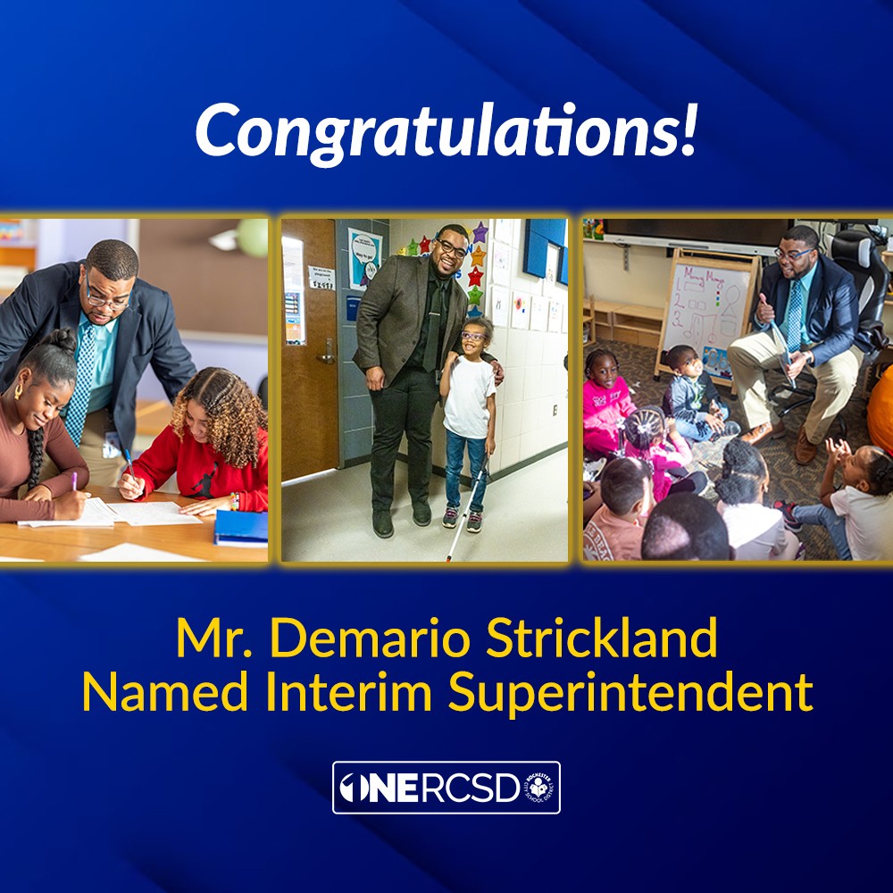 The Rochester Board of Education has appointed Demario Strickland as Interim Superintendent, effective July 1, 2024. Mr. Strickland has served as the RCSD’s Deputy Superintendent of Teaching and Learning since March 2023. Learn more at the link in our bio. #ONERCSD