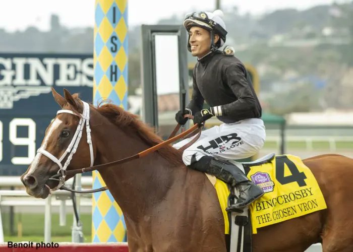HorseRace2Day's tweet photo. THE CHOSEN VRON runs Saturday at Santa Anita in the $100,000 Thor's ECHO Stakes. He will be looking for his 5th straight win and his 18th career win in just 23 career starts. He has earned over $1.3 Million

📸 Benoit Photo https://t.co/td8RTyg7ty