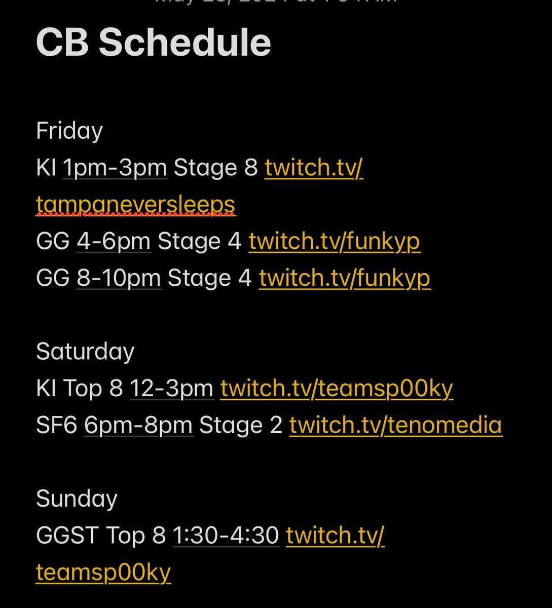 Also wanted to post my Combo Breaker schedule for the weekend! Catch you in person or on stream all CB: