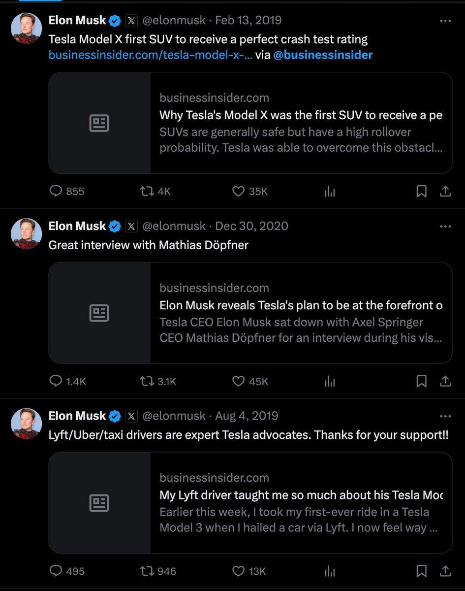 Elon: 'I don’t think Business Insider is a real publication.' Also Elon:
