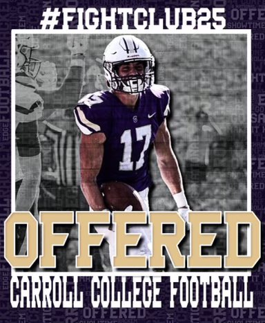 Blessed to receive an offer from Carroll college! @HornetFB_1MOORE @CoachTPurcell @CoachFrancis15