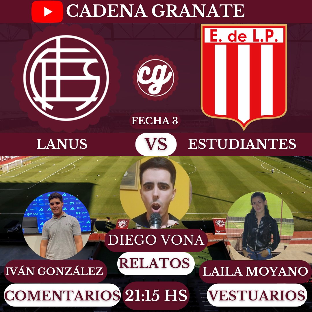 CadenaGranate's tweet photo. EL GRANATE RECIBE AL PINCHA 

@clublanus recibirá mañana por la noche a @EdelpOficial a partir de las 21:15 hs por la fecha 3 de la Liga Profesional. Estaremos en vivo desde La Fortaleza con la transmisión del partido desde las 20:50 hs.

Escucha la transmisión por: https://t.co/Qv1JArSlrf