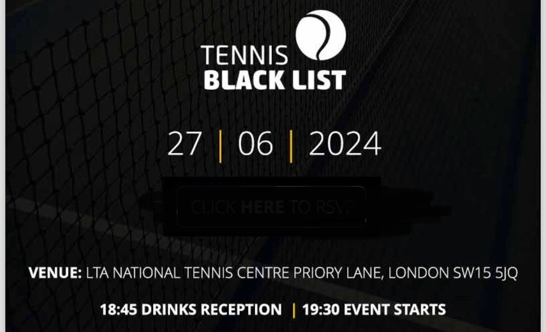 Dr Andrew Mitchell (@acs_mitchell) on Twitter photo Delighted to be invited to the Tennis BlackList event at The LTA National Tennis Centre in June.
Couldn’t be more proud of <a href="/RJDKSackey/">Richard Sackey-Addo</a> who is a co-founder of the event with Anne-Marie Batson.
#TennisBlackList
#TBL24 #TennisBlackList2024 Delighted to be invited to the Tennis BlackList event at The LTA National Tennis Centre in June.
Couldn’t be more proud of <a href="/RJDKSackey/">Richard Sackey-Addo</a> who is a co-founder of the event with Anne-Marie Batson.
#TennisBlackList
#TBL24 #TennisBlackList2024