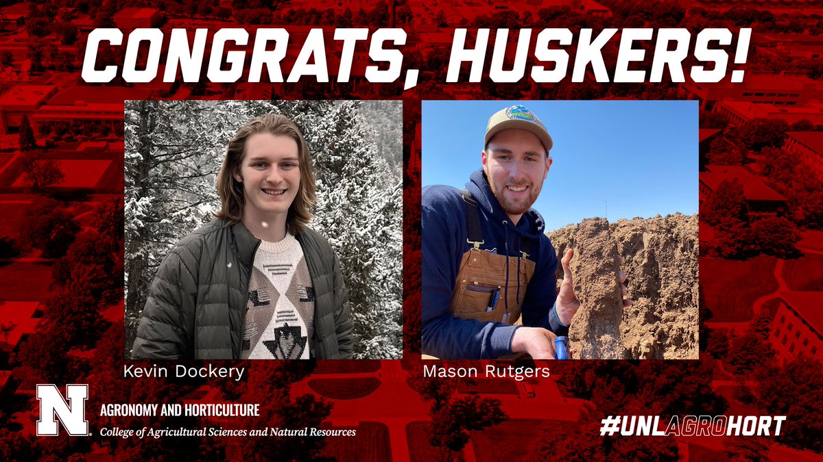 unlagrohort's tweet photo. Congrats to Kevin Dockery and Mason Rutgers, who graduated from the UNL Honors Program! They both received Bachelor of Science degrees this May—in plant biology and agronomy, respectively. ›› https://t.co/OxwYeClrby #UNL #ThisIsCASNR #UNLAgroHort #agronomy #plantbiology https://t.co/clu5wqXEpH