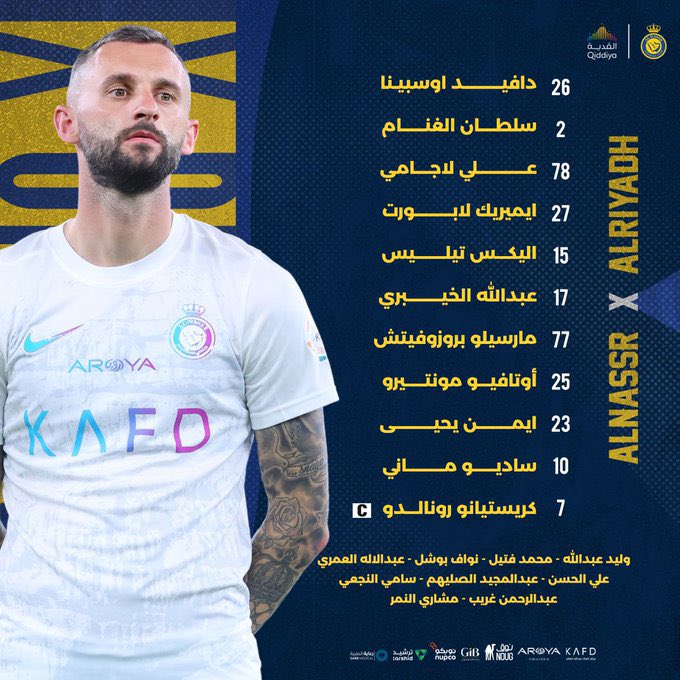 FC_NSSR's tweet photo. القائمه الرسميه لمباراة #النصر × الرياض .. https://t.co/SY8BOH1kbn