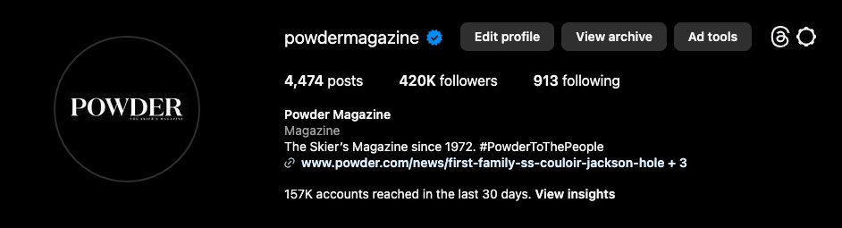 .@PowderMagazine has reached 420k followers on IG. I thought some of you might enjoy that fact. #420blazeit