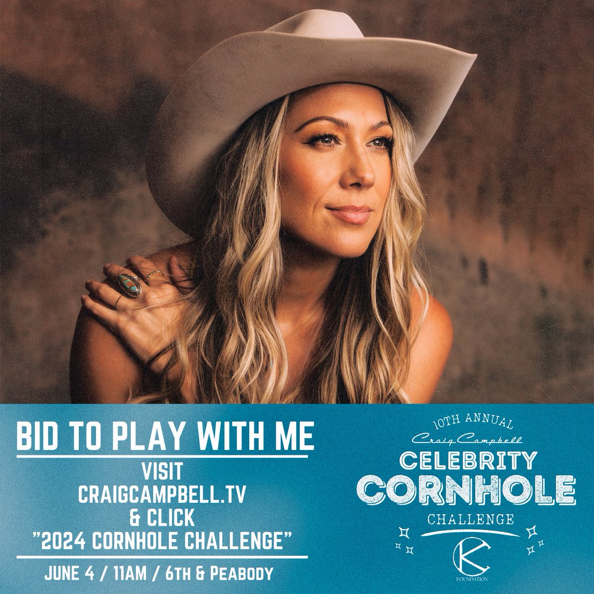 If you’re in town for CMA fest, you should come play corn hole with me and some other amazing artists here in Nashville for @craigcampbelltv’s 10th Annual Celebrity Cornhole Challenge! ☺️🌽 It starts at 11am on 6/4 at 6th & Peabody and it’s for a really great cause. To get more