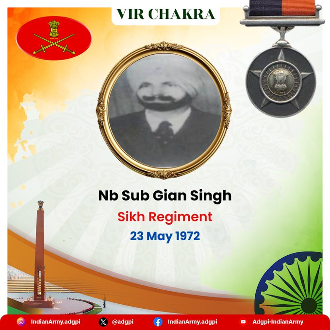 Jemadar Hardev Singh Punjab Regiment 23 May 1948 Jammu and Kashmir Jemadar Hardev Singh displayed exceptional courage and valour in the face of the enemy. Awarded #MahaVirChakra (Posthumous). We pay our tribute!