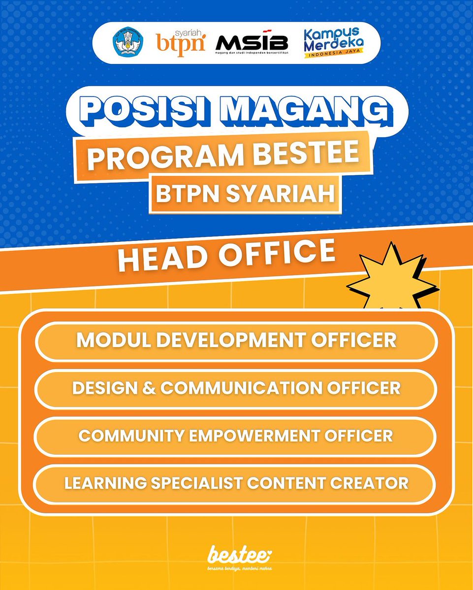 kitabestee's tweet photo. Ini dia beberapa posisi yang tersedia 👍 https://t.co/aiI9hQJeLH